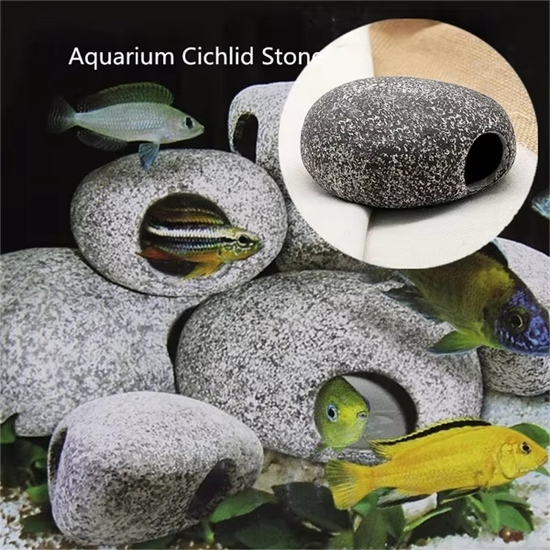 Aquarium Plants Live - 1/2Pcs Aquarium Cichlid Stone Ceramics Rock